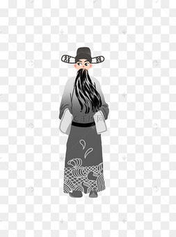手绘风京剧风云之文官插画装饰素