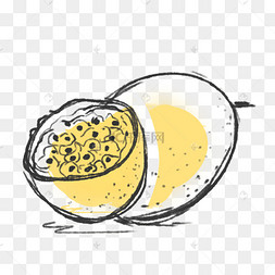 线条简笔画黄金百香果矢量