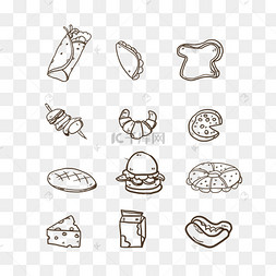 素描美味快餐美食