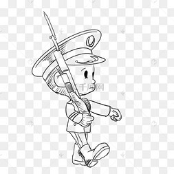 线描巡逻军人插画