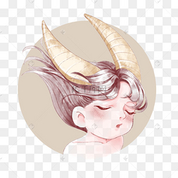 十二星座摩羯座手绘女孩形象素材