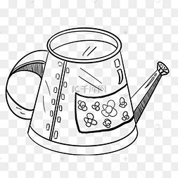 线描浇花的水壶插画