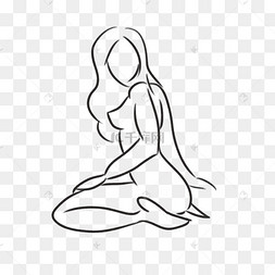 简约风格美女线条简笔画