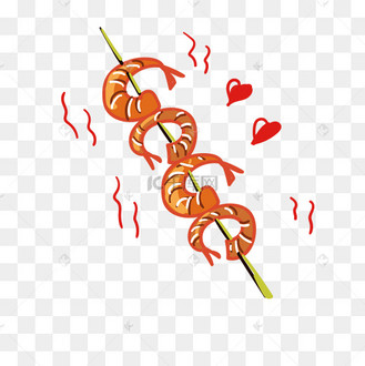 新鲜美味烤虾插画