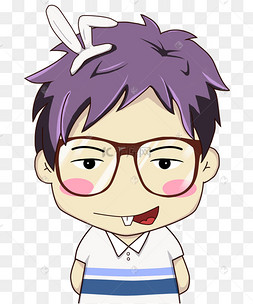 q版卡通人物兔耳朵男孩免扣图案