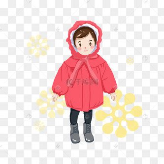 卡通手绘秋冬季节小女孩