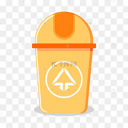 橙色不可回收垃圾桶图标