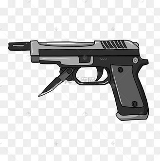 手绘刺刀手枪插画