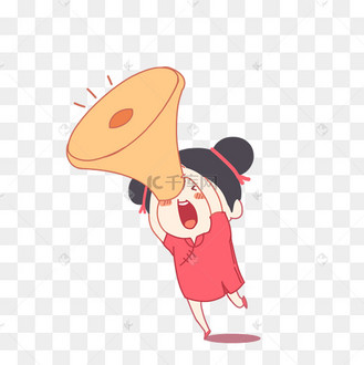 拿着喇叭大喊的唐装女孩png