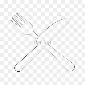 卡通简笔线条刀叉