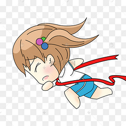 跑步简约漫画女生可爱人物冲刺百