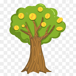 金元宝摇钱树卡通手绘