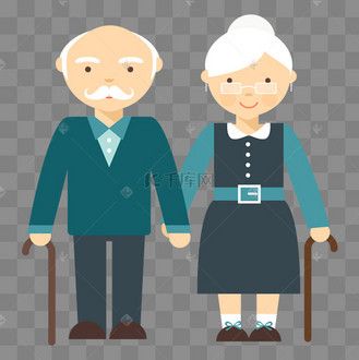 牵手的恩爱老夫妇