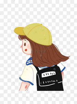 卡通可爱小学生人物背影
