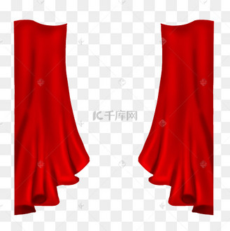 手绘两片红绸子插画