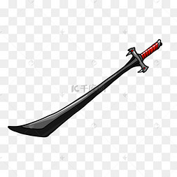 下载 png下载 															psd动漫手绘厚涂武器暗黑长刀插画png