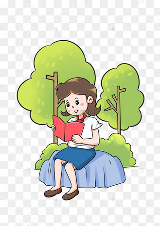 校园系列读书校服卡通女孩手绘插画