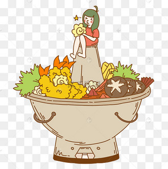 手绘美食铜火锅