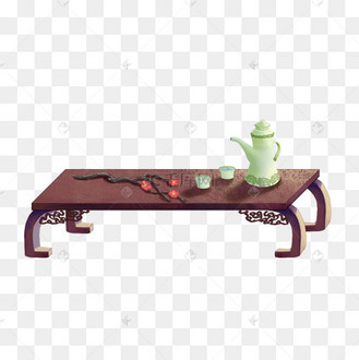 中国风古风茶几酒壶茶杯梅花树枝复古装饰