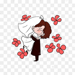 浪漫婚礼新郎新娘插画