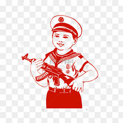 复古小男孩海军装剪影