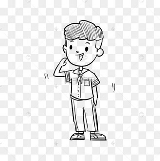 儿童节简笔速写手绘涂鸦少先队小男生漫画