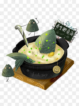 商用手绘食物养生鲫鱼汤健康美味鱼素材