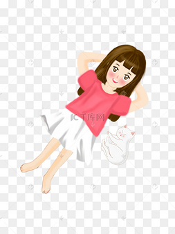 下载 png下载psdq版抱着宠物猫的女孩设计元素下载 png下载psd躺着的