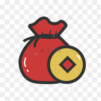 黑色手绘锦囊卡通图标