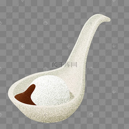 米白色卡通汤圆勺子下载