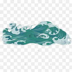古典工笔画海浪浪花插画