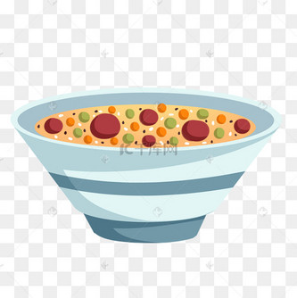 青花瓷碗腊八粥插画