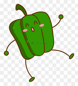 卡通拟人化蔬菜食材青椒免抠图