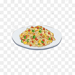 卡通手绘美食五彩炒饭免抠素材下