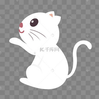 盛夏处暑清凉白色猫咪侧脸手绘插画psd