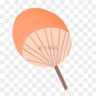 手绘卡通圆形团扇免扣元素