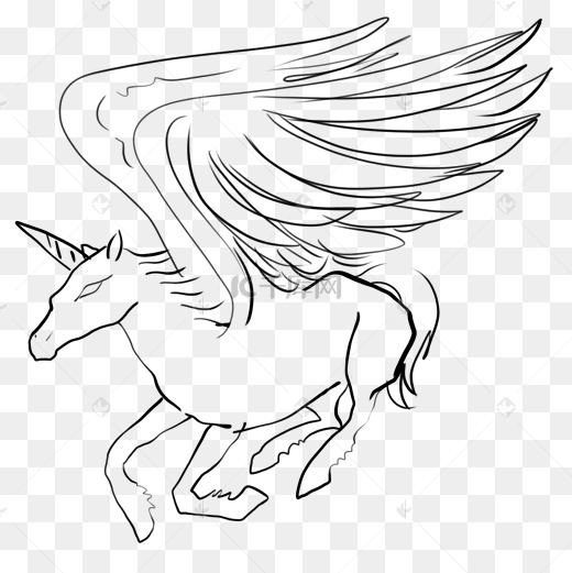 手绘天马设计素材图片