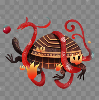 中国古神兽玄武龟身蛇头