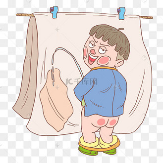 万圣节小屁孩撒尿卡通手绘