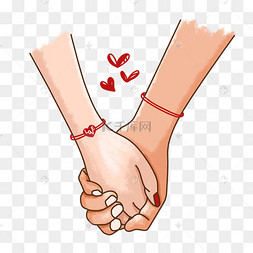 七夕节情侣牵手png免抠素材