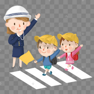 交通安全日遵守交通规则的孩子卡通手绘素材