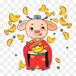 春节金元宝翡翠古装猪png图