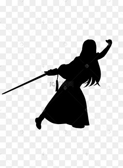 舞剑人物剪影