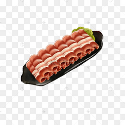 手绘风火锅配菜羊肉卷下载 png下载psd羊肉扁平火锅食材美食手绘卡通