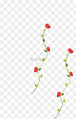 手绘花藤设计素材下载 png下载ai情人节爱情春花绿色藤蔓植物边框免抠