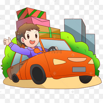 手绘春运开车插画