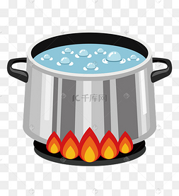卡通手绘一锅开水下载 png烹饪行图标.煮沸时间,煎锅和厨房用具.