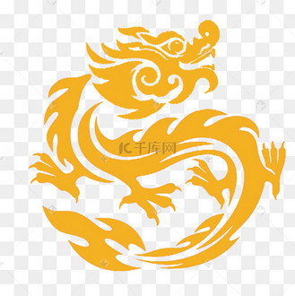 卡通手绘黄色龙纹