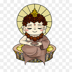 卡通手绘坐着的佛
