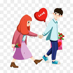 情人节梦幻童话风手牵手